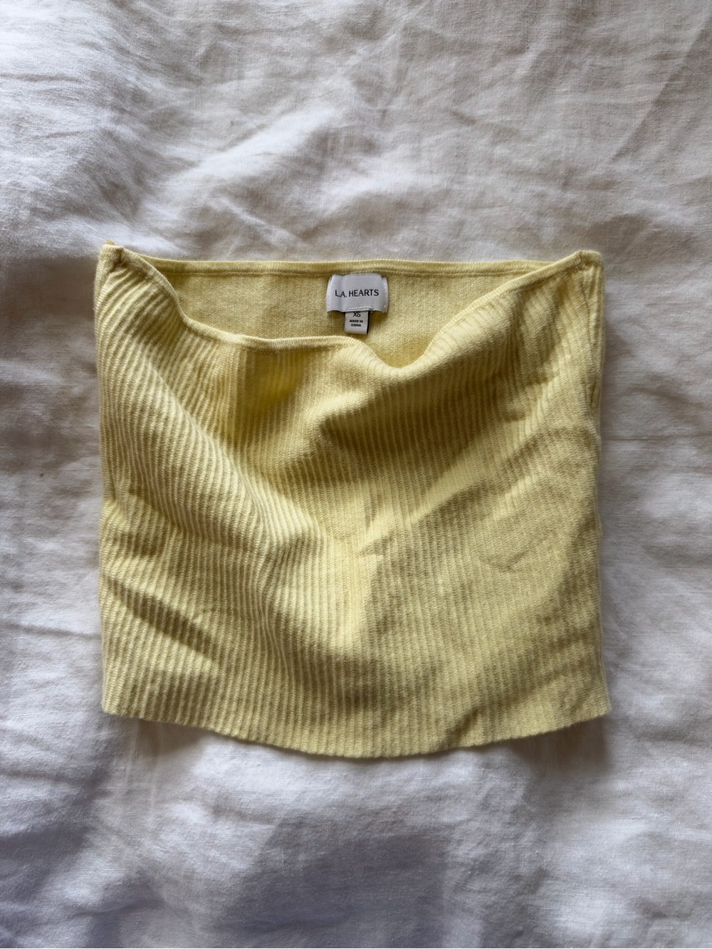 LA Hearts Lemon Yellow Ribbed Knit Crop Top